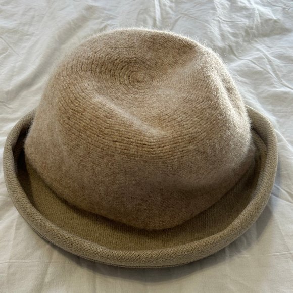 Retro Tan Wool Blend Ladies Hat with Bow - Picture 5 of 7